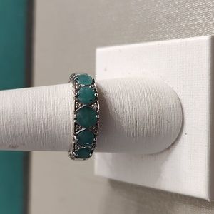 2Kt Emerald Diamond And Sterling Silver Ring